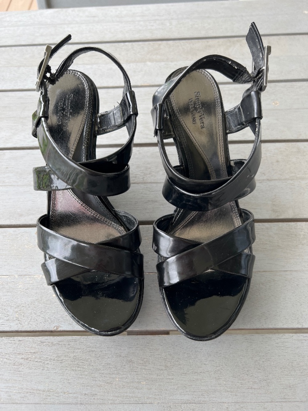 Vera Wang Patent leather wedge sandal